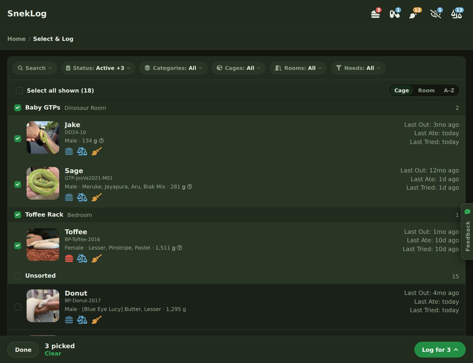 Select and Log