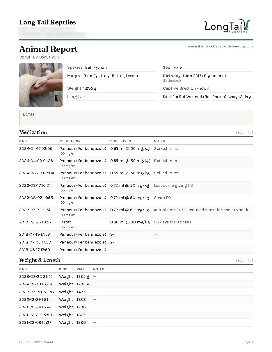 An Animal Report