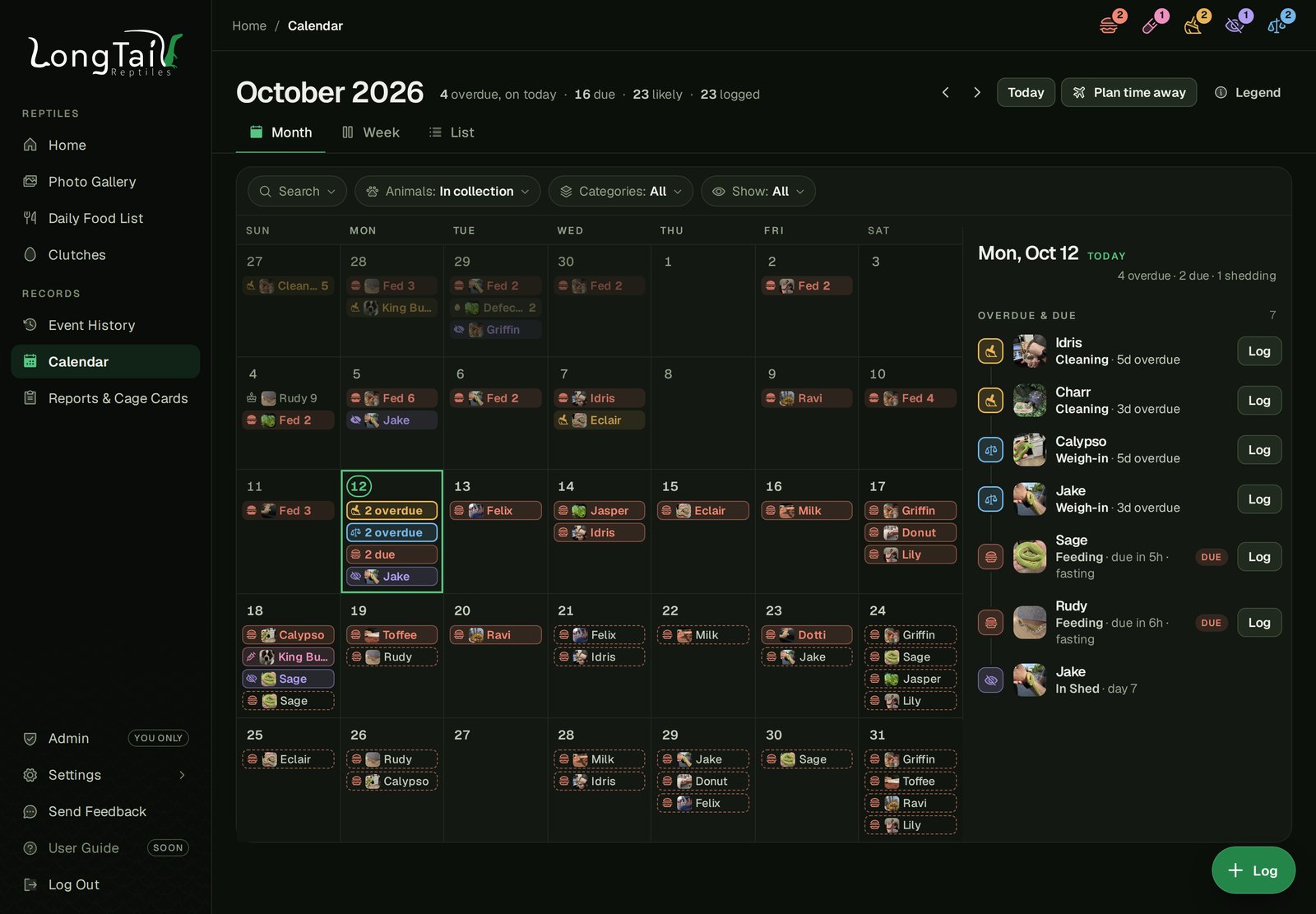 The Calendar's month view