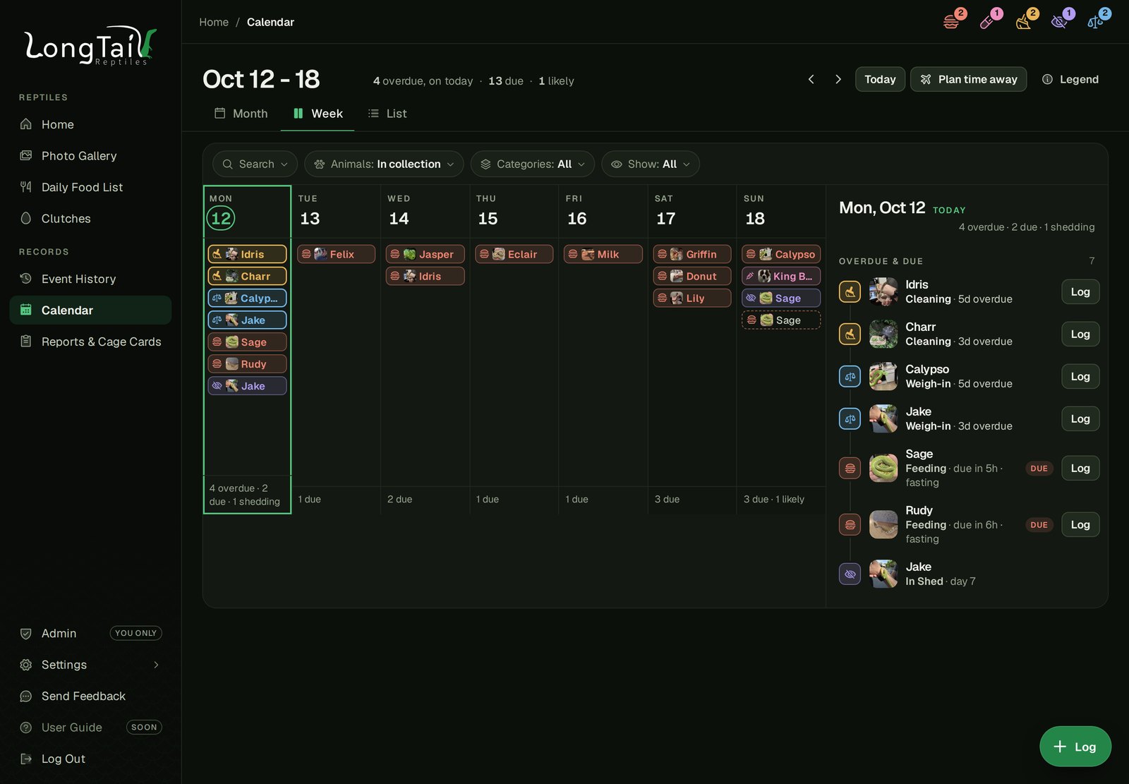 The Calendar's week view