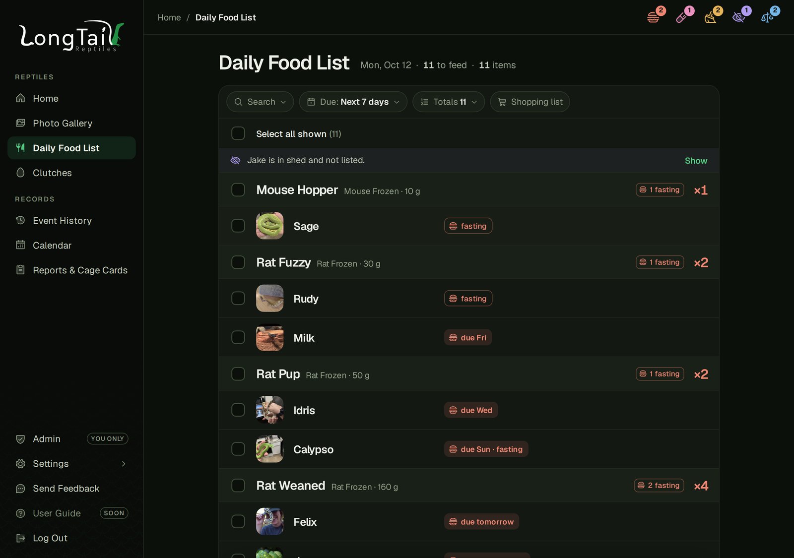 The Daily Food List