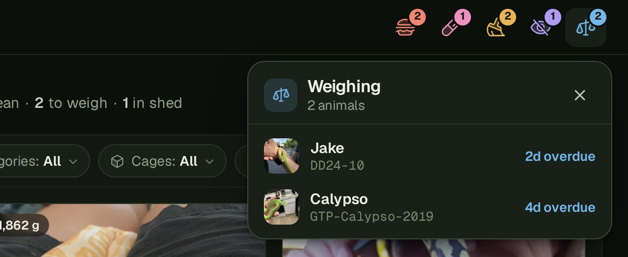 The Weighing panel
