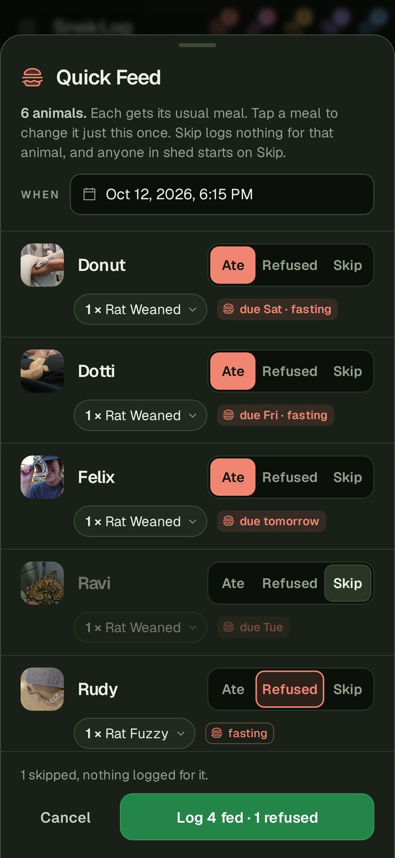 Select & Log's check list