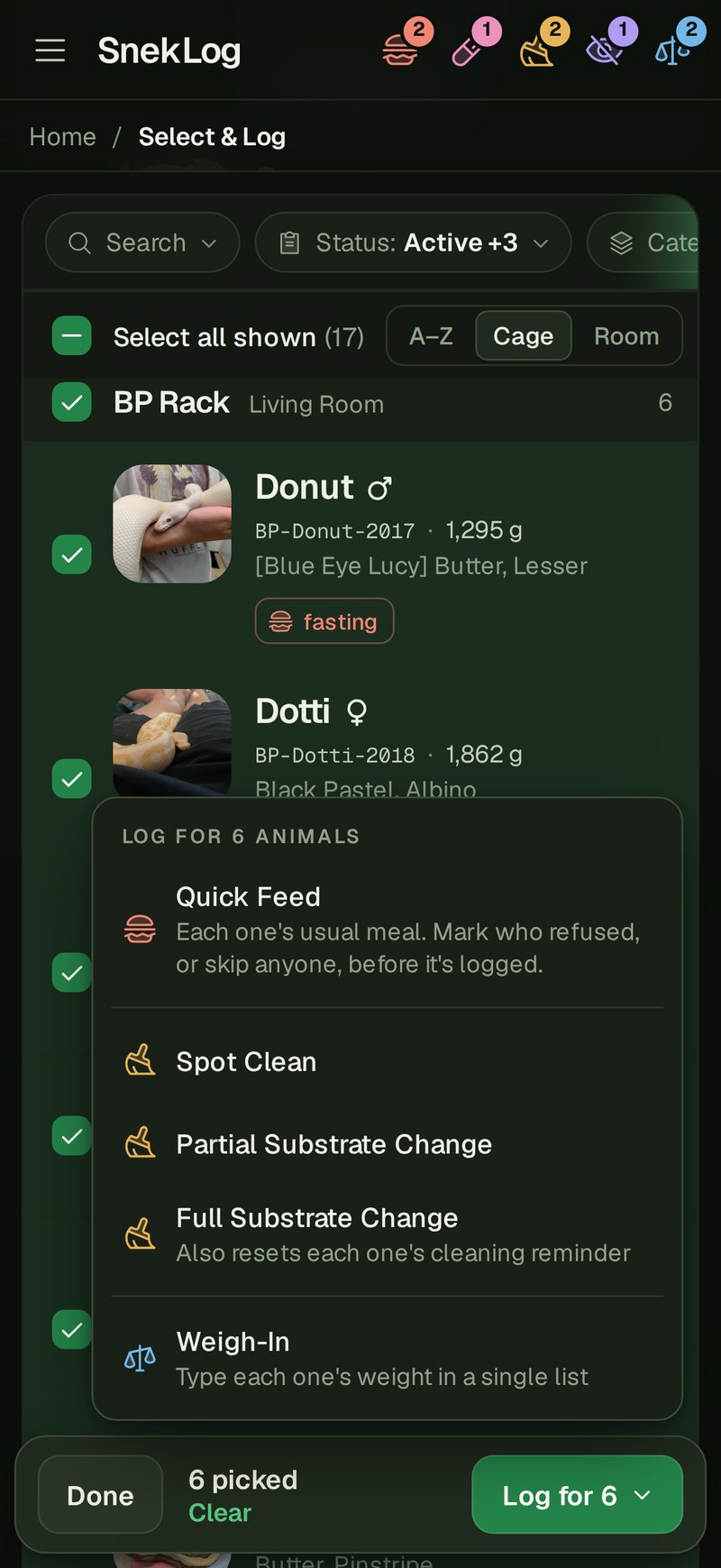 Picking what to log for a whole rack